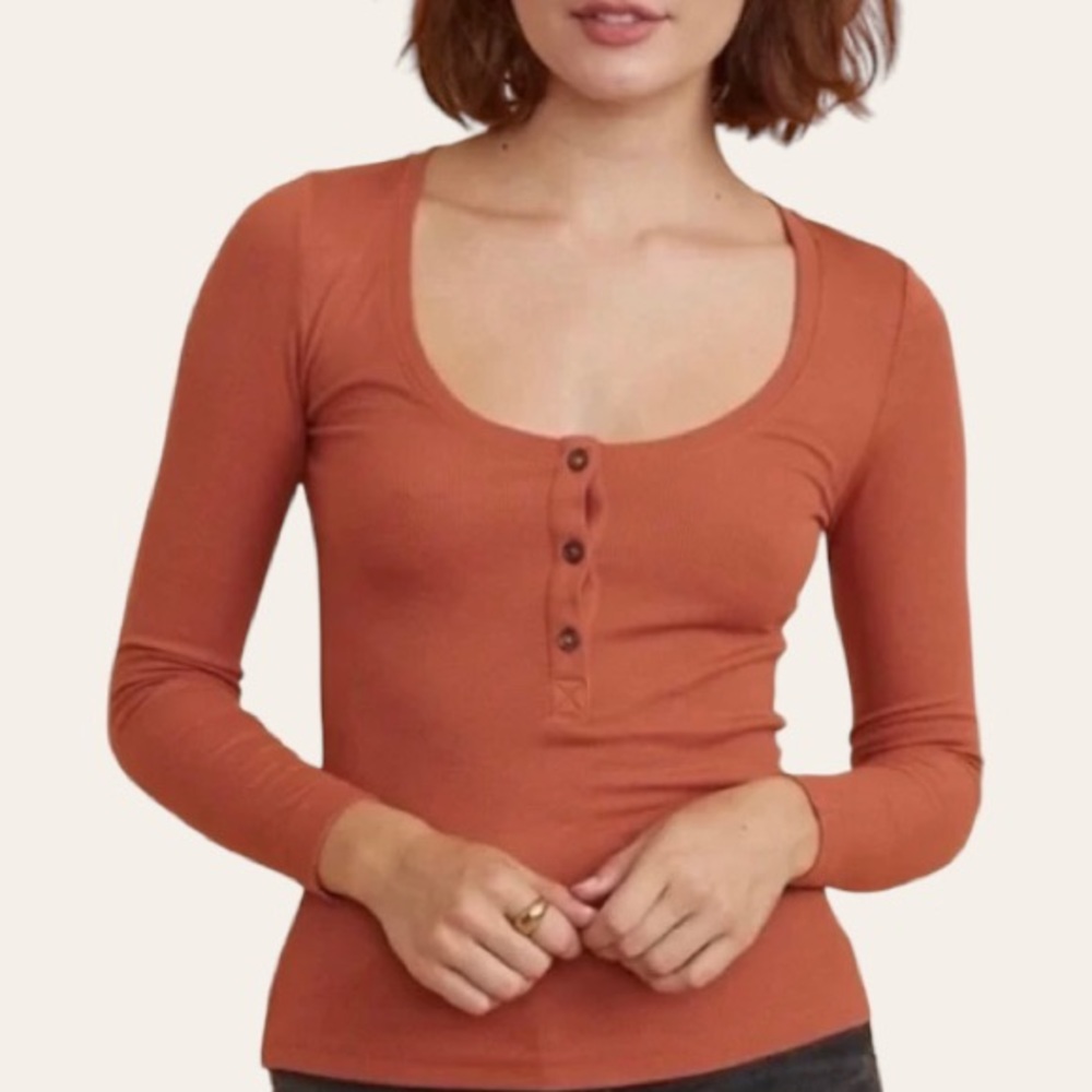 NWT Marine Layer Ribbed Henley Top